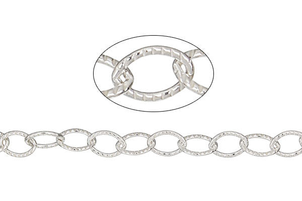 Sterling Silver Textured Cable Chain, 4.6x6.5mm