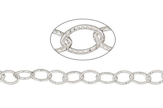 Sterling Silver Textured Cable Chain, 4.6x6.5mm