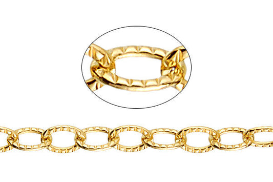 Gold-Filled Textured Cable Chain, 3.7x4.9mm