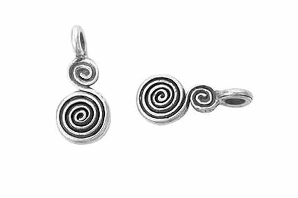 Hill Tribe Silver Swirl Pendant Charm, 1 Piece, Pendant for Jewelry Making