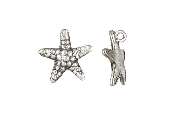 Hill Tribe Silver Starfish Pendant Charm, 2 Pieces, Pendant for Jewelry Making
