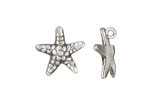 Hill Tribe Silver Starfish Pendant Charm, 2 Pieces, Pendant for Jewelry Making