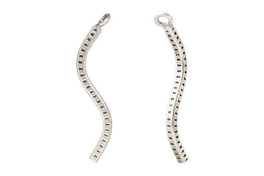 Hill Tribe Silver S-Shaped Pendant Charm, 3.0x25.0mm