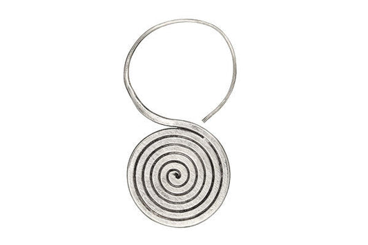 Hill Tribe Silver Flat Swirl Earrings, 22.0x45.0mm