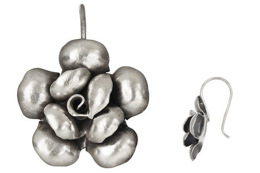 Hill Tribe Silver Rose Earrings, 25.0mm