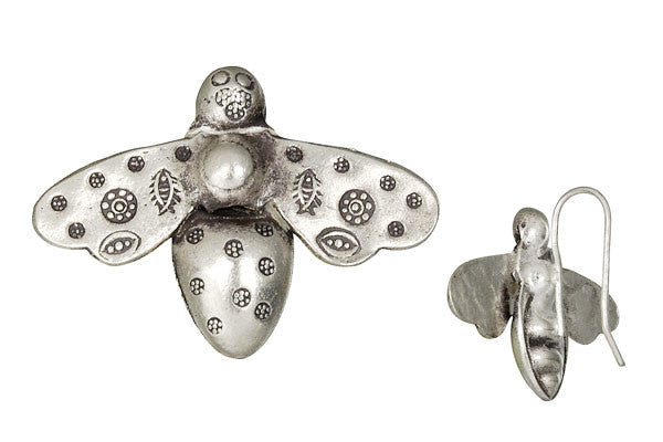 Hill Tribe Silver Night Moth Earrings, 35.0x28.0mm