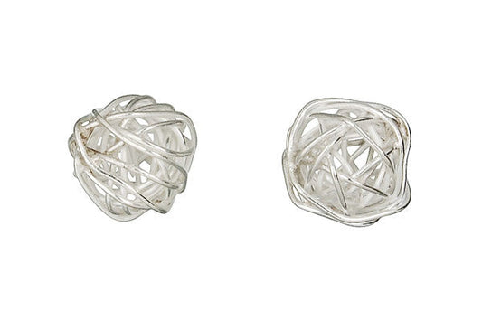 Hill Tribe Silver Round Bird's Nest Wire Bead, 16.0mm