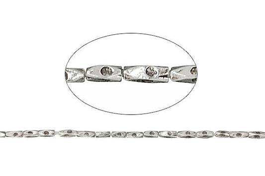 Hill Tribe Silver Faceted Rectangle, 5.0x1.5mm