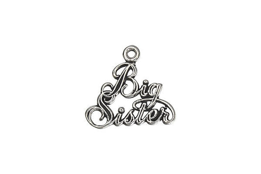 Sterling Silver Big Sister Charm, 16.0x18.0mm