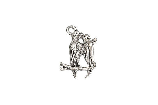 Sterling Silver Love Bird Charm, 11.0x17.0mm