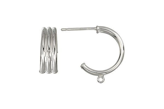 Sterling Silver 15.0mm Triple Hoop, 1.6x15.0mm