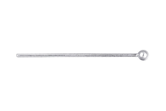 Sterling Silver 24-Gauge Head Pin w/Ball End, 0.5"