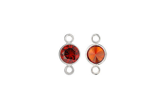 Sterling Silver Garnet CZ Connector, 4.0mm