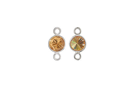 Sterling Silver Cognac CZ Connector, 4.0mm