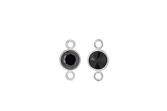 Sterling Silver Black CZ Connector, 4.0mm
