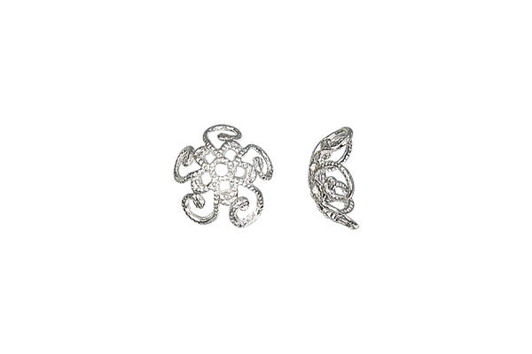 Sterling Silver Patterned Bead Cap, 8.0mm