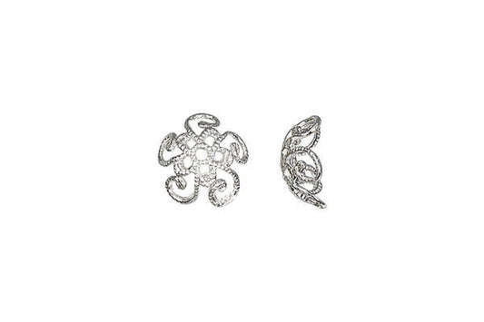 Sterling Silver Patterned Bead Cap, 8.0mm