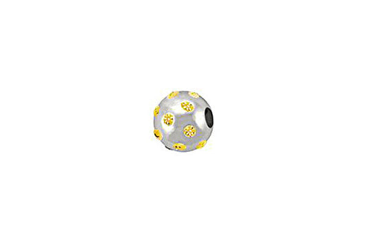 Sterling Silver Round Satin Bead w/Crystals, November, 4.0mm