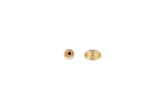 Gold-Filled Oval Corrugated Bead, 3.0x5.0mm
