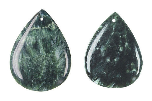 Seraphnite Flat Briolette Pendant, 32x42mm, 1 Piece, Jewelry Making Supplies
