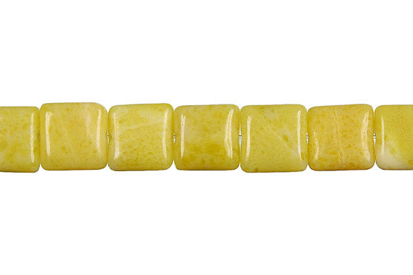 Lemon Jade Flat Square Beads, 16-Inch Strand, Beads for Jewelry Making