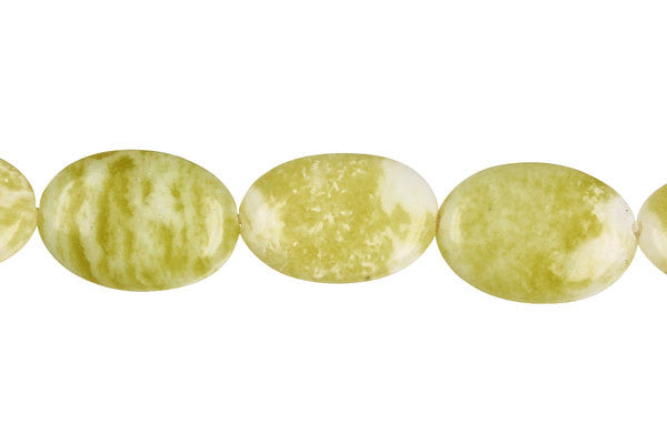 Lemon Jade Flat Oval Beads, 16-Inch Strand, Beads for Jewelry Making