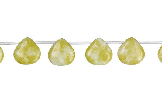 Lemon Jade Flat Heart Briolette Beads, 16-Inch Strand, Beads for Jewelry Making