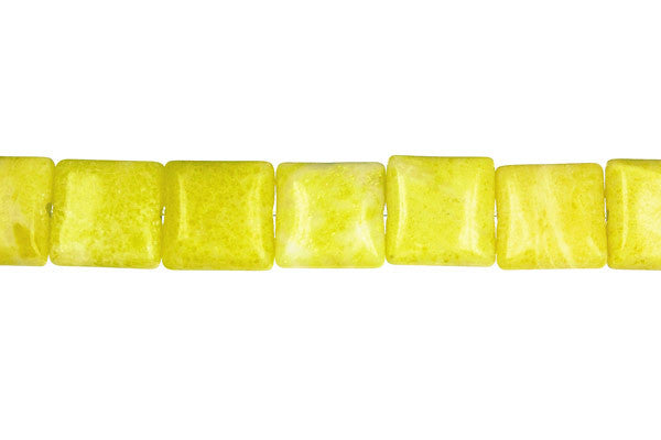 Lemon Jade Flat Square a Beads, 16-Inch Strand, Beads for Jewelry Making