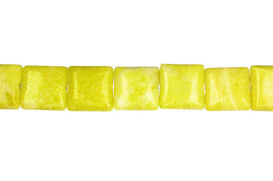Lemon Jade Flat Square a Beads, 16-Inch Strand, Beads for Jewelry Making