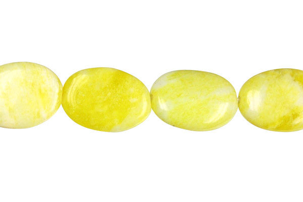 Lemon Jade Flat Oval a Beads, 16-Inch Strand, Beads for Jewelry Making