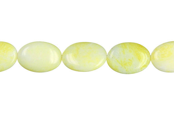 Lemon Jade Flat Oval a Beads, 16-Inch Strand, Beads for Jewelry Making