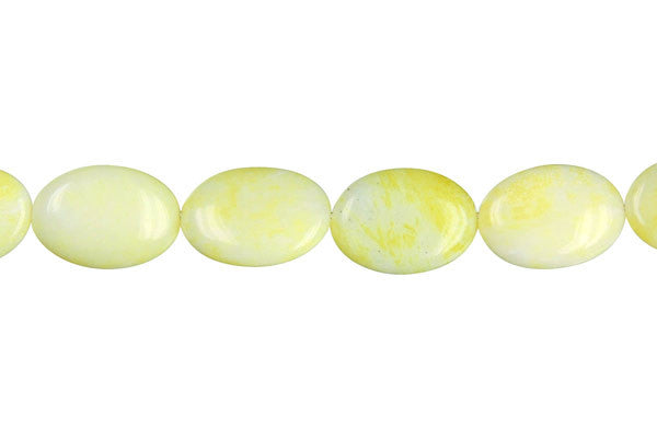 Lemon Jade Flat Oval a Beads, 16-Inch Strand, Beads for Jewelry Making