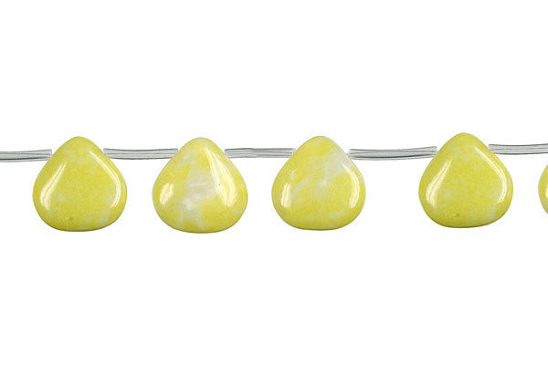 Lemon Jade Flat Heart Briolette a Beads, 16-Inch Strand, Beads for Jewelry Making