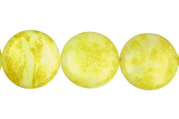 Lemon Jade Coin a Beads, 16-Inch Strand, Beads for Jewelry Making