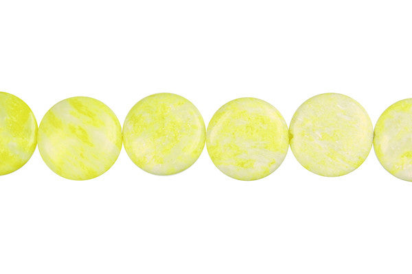 Lemon Jade Coin a Beads, 16-Inch Strand, Beads for Jewelry Making