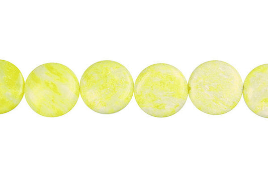 Lemon Jade Coin a Beads, 16-Inch Strand, Beads for Jewelry Making