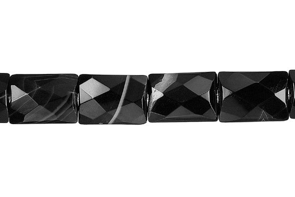 Sardonyx Beads - (Black Faceted Rectangle Beads - 20x30mm - 16-inch - unbranded beads for jewelry making