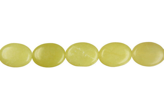 Olive Jade Light Flat Oval Beads, 16-Inch Strand, Beads for Jewelry Making
