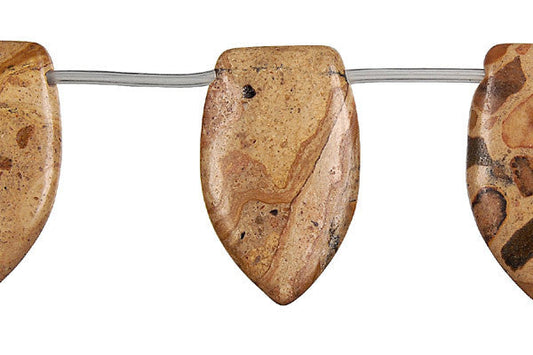 New Picture Jasper Shield Beads, 16-Inch Strand, Beads for Jewelry Making