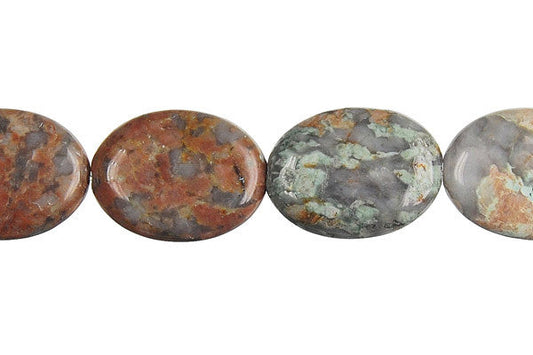 New African Turquoise Flat Oval Beads, 16-Inch Strand, Beads for Jewelry Making