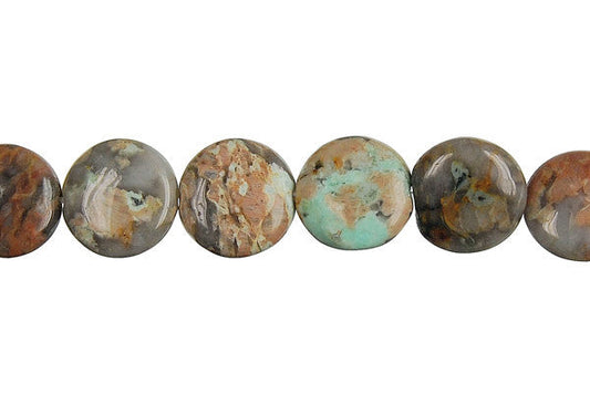 New African Turquoise Coin Beads, 16-Inch Strand, Beads for Jewelry Making