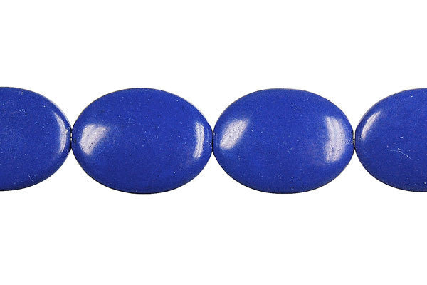 Lapis Dyed Flat Oval Beads, 16-Inch Strand, Beads for Jewelry Making