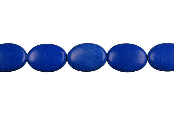 Lapis Dyed Flat Oval Beads, 16-Inch Strand, Beads for Jewelry Making