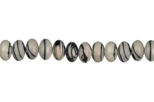 Black Webbed Jasper Rondelle Beads