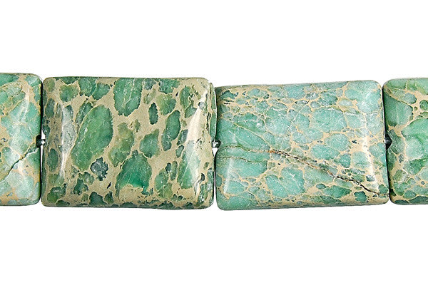 Aqua Terra Jasper Beads - Turquoise) Flat Rectangle - 15x20mm - 16-inch - unbranded beads for jewelry making