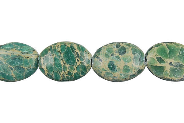 Aqua Terra Jasper (Turquoise) Flat Oval Beads