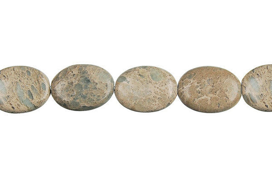 Aqua Terra Jasper Flat Oval (B) Beads