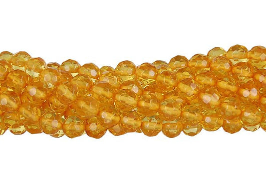 Amber Round Faceted Beads, 16-Inch Strand, Beads for Jewelry Making