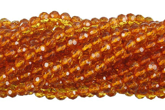 Amber Round Faceted Beads, 16-Inch Strand, Beads for Jewelry Making