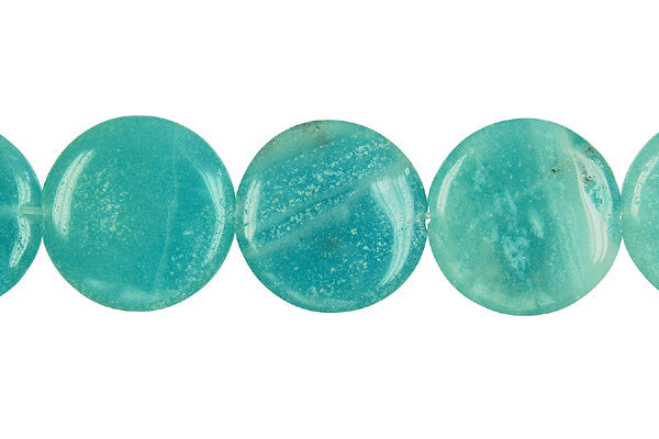 Amazonite Beads - Coin (Dark) - 18x18mm - 16-inch - unbranded beads for jewelry making